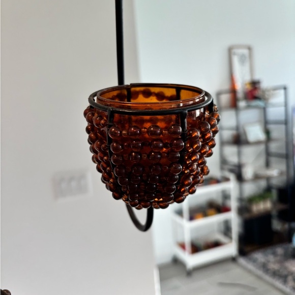 Vintage 70s Vibe Amber Brown Hanging Candle Holders - Picture 4 of 6
